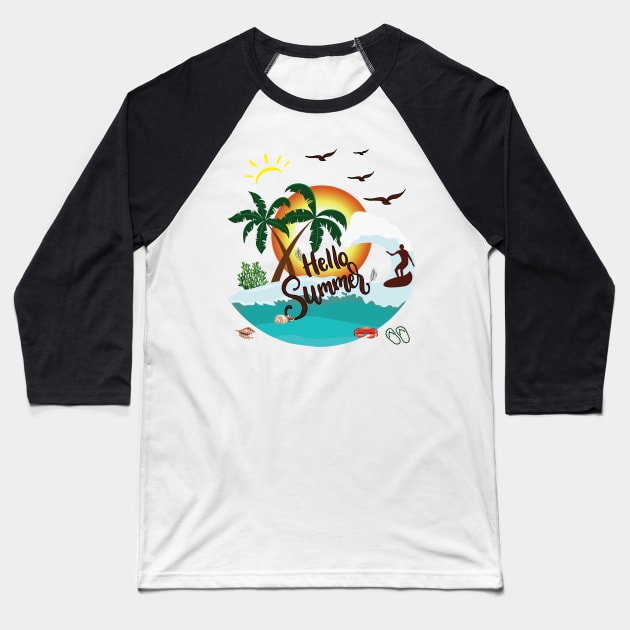 Hello Sunshine Letters Print T Shirt Funny Graphic Summer Short Sleeve Casual Top Tees Blouse Baseball T-Shirt by Meryarts